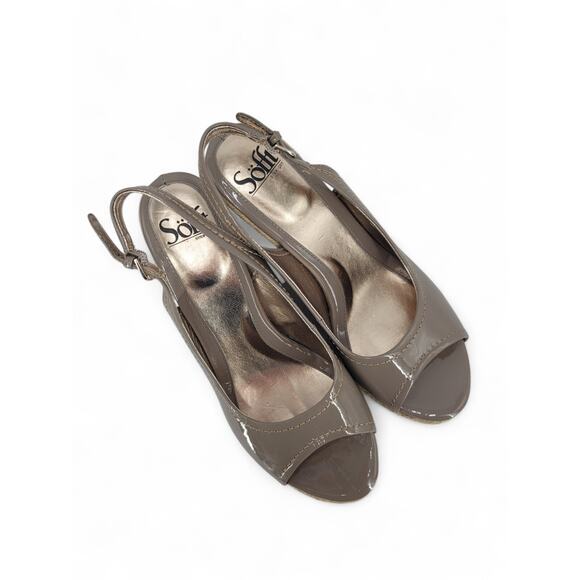 Sofft Balin Taupe Patent Espadrille Wedges Size 8 | Chic Summer Heels - Picture 2 of 7